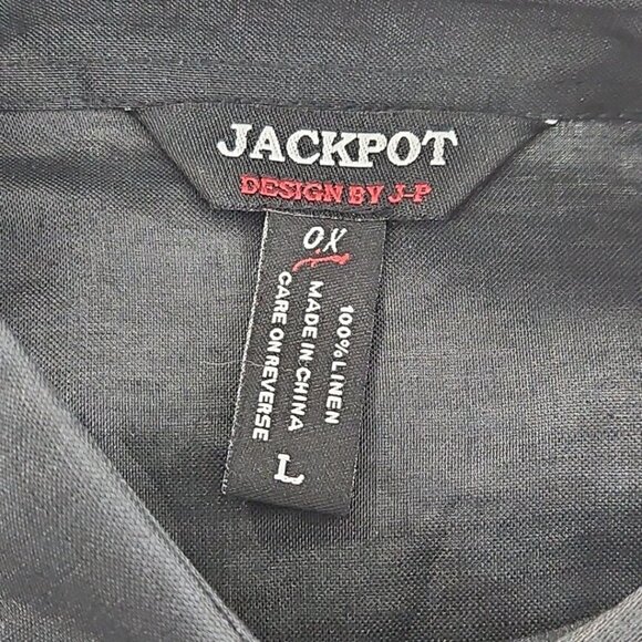 Jackpot Linen Shirt Men's Size Large Ink Black Short Sleeve Button Up NWT Resort - Picture 6 of 14